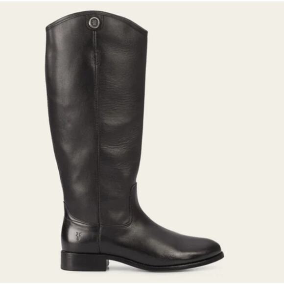 FRYE Melissa Button 2 Riding Boots Tall Leather Block Heel Flat, Black - Picture 10 of 12